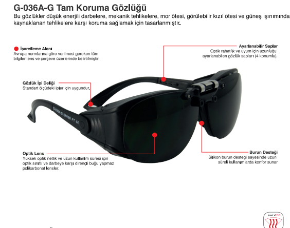 G-036A-G Tam Koruma Gözlüğü - Görsel 2