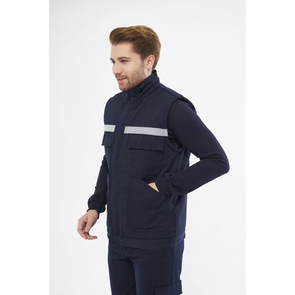 7/7 Gabardin %100 Pamuk Kapitoneli Yelek Lacivert - Görsel 2